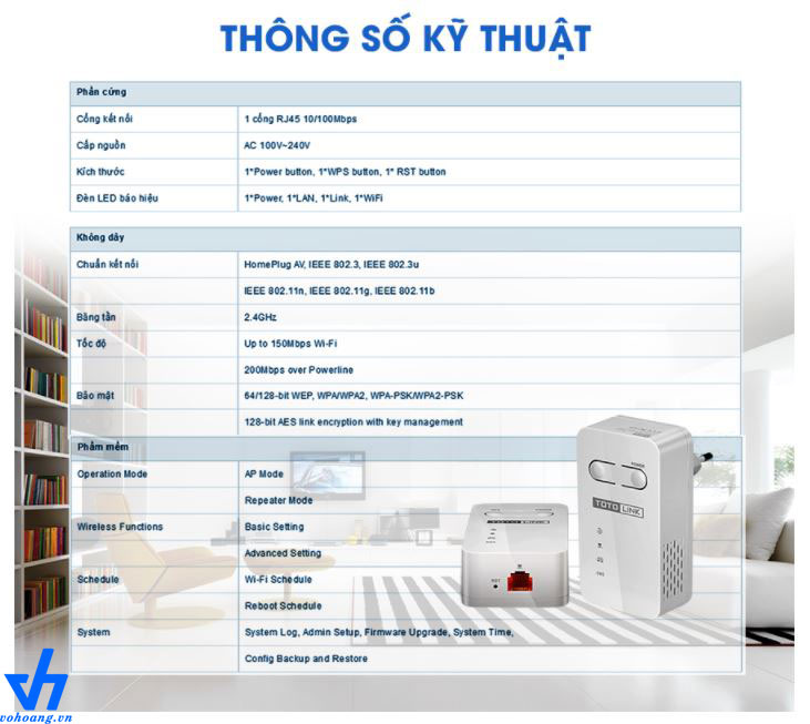 Bộ phát sóng WIFI Totolink PLW350 KIT mở rộng wifi qua đường dây điện 150mps